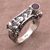Garnet single stone ring, 'Klungkung Leaves' - Garnet and 925 Sterling Silver Single Stone Ring from Bali thumbail