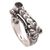 Garnet single stone ring, 'Klungkung Leaves' - Garnet and 925 Sterling Silver Single Stone Ring from Bali (image 2a) thumbail