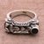 Garnet single stone ring, 'Klungkung Leaves' - Garnet and 925 Sterling Silver Single Stone Ring from Bali (image 2b) thumbail