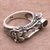 Garnet single stone ring, 'Klungkung Leaves' - Garnet and 925 Sterling Silver Single Stone Ring from Bali (image 2c) thumbail