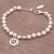 Cultured pearl charm bracelet, 'Paw Medallion' - Cultured Pearl and Sterling Silver Beaded Bracelet from Bali (image 2b) thumbail