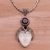 Garnet pendant necklace, 'The Chosen' - Sterling Silver and Garnet Face Necklace from Bali thumbail