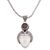 Garnet pendant necklace, 'The Chosen' - Sterling Silver and Garnet Face Necklace from Bali (image 2d) thumbail