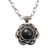 Onyx pendant necklace, 'Midnight Lotus' - Handmade Onyx and Sterling Silver Floral Pendant Necklace (image 2a) thumbail