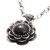 Onyx pendant necklace, 'Midnight Lotus' - Handmade Onyx and Sterling Silver Floral Pendant Necklace (image 2d) thumbail