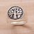 Sterling silver signet ring, 'Beringin Magic' - Handcrafted Sterling Silver Signet Ring with Tree Motif (image 2b) thumbail