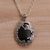 Onyx pendant necklace, 'Evening Butterfly' - Onyx and 925 Silver Butterfly Pendant Necklace from Bali thumbail