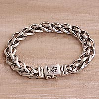 Sterling silver chain bracelet, 'Bond Strength' - Artisan Crafted Sterling Silver Chain Bracelet from Bali