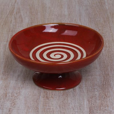 Ceramic catchall, Groovy Spiral in Red