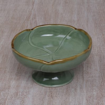 Ceramic catchall, Frangipani in Green