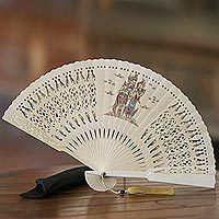 Mahogany wood fan,