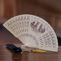 Mahogany wood fan,