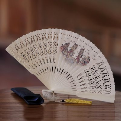 Mahogany wood fan, Rama and Sita, Fated Lovers