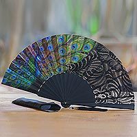 Mahogany and silk fan,