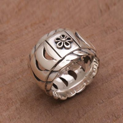 Sterling Silver Openwork Band Ring from Bali