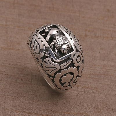 Sterling silver dome ring, Lion Domain