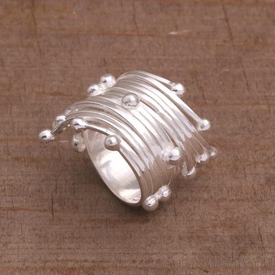 Sterling silver cocktail ring, Raining Bubbles