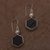 Onyx and cultured pearl dangle earrings, 'Light and Dark Hexagons' - Onyx and Cultured Pearl Hexagonal Dangle Earrings from Bali (image 2d) thumbail