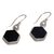 Onyx and cultured pearl dangle earrings, 'Light and Dark Hexagons' - Onyx and Cultured Pearl Hexagonal Dangle Earrings from Bali (image 2e) thumbail