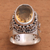 Citrine single stone ring, 'Glorious Vines' - Citrine and Sterling Silver Single Stone Ring from Bali (image 2b) thumbail