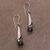 Smoky quartz dangle earrings, 'Floral Cones' - Smoky Quartz and 925 Silver Floral Dangle Earrings from Bali (image 2c) thumbail