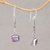 Amethyst dangle earrings, 'Majestic Gleam' - Faceted Amethyst and 925 Silver Dangle Earrings from Bali (image 2b) thumbail