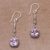 Amethyst dangle earrings, 'Majestic Gleam' - Faceted Amethyst and 925 Silver Dangle Earrings from Bali (image 2c) thumbail