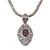 Gold accented garnet pendant necklace, 'Floral Dew' - Gold Accented Garnet Floral Pendant Necklace from Bali (image 2a) thumbail