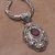 Gold accented garnet pendant necklace, 'Floral Dew' - Gold Accented Garnet Floral Pendant Necklace from Bali (image 2c) thumbail