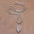 Gold accented garnet pendant necklace, 'Floral Dew' - Gold Accented Garnet Floral Pendant Necklace from Bali (image 2d) thumbail