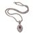 Gold accented garnet pendant necklace, 'Floral Dew' - Gold Accented Garnet Floral Pendant Necklace from Bali (image 2e) thumbail