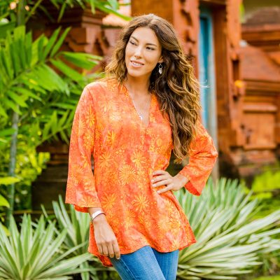 Rayon batik tunic, Daisy Cheer