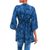 Rayon batik caftan, 'Blue Daisy Paradise' - Rayon Batik Asymmetrical Blue Floral Caftan from Bali (image 2d) thumbail