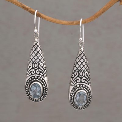 Blue topaz dangle earrings, Sparkling Delight