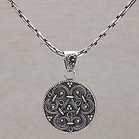 Sterling silver pendant necklace, 'Elegant Triad' - Circular Sterling Silver Pendant Necklace from Indonesia