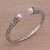 Cultured pearl cuff bracelet, 'Queenly Crowns' - Cultured Pearl and Sterling Silver Cuff Bracelet from Bali thumbail