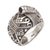 Garnet cocktail ring, 'Songket Synergy' - Garnet and 925 Silver Songket Cloth Cocktail Ring from Bali (image 2d) thumbail