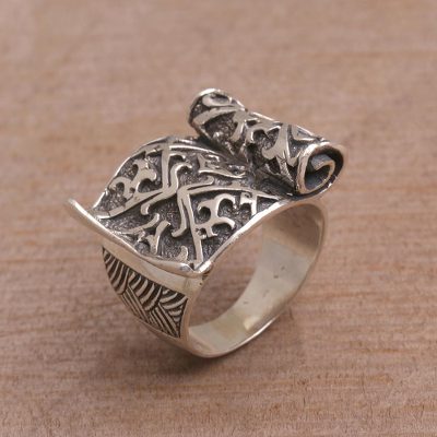 Sterling Silver Scroll Cocktail Ring from Bali