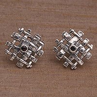 Garnet button earrings,