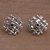 Garnet button earrings, 'Bamboo Gates' - Bamboo-Themed Garnet Button Earrings from Bali thumbail