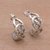 Sterling silver half-hoop earrings, 'Lost in Bamboo' - Bamboo-Themed Sterling Silver Half-Hoop Earrings from Bali (image 2c) thumbail