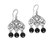 Onyx chandelier earrings, 'Gerhana Baubles' - Onyx and Sterling Silver Chandelier Earrings from Bali (image 2a) thumbail