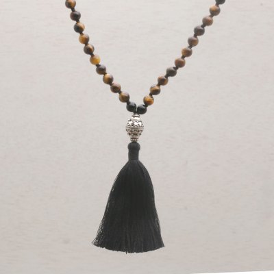 Tigers eye and onyx pendant necklace, Meditative Evening