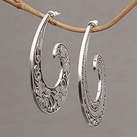 Sterling silver half-hoop earrings,