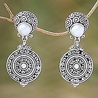 Cultured pearl dangle earrings,