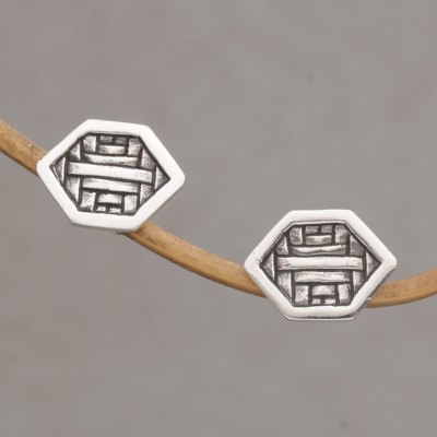 Sterling silver button earrings, Charming Bedeg