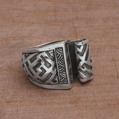 Sterling silver cocktail ring, Bali Scroll
