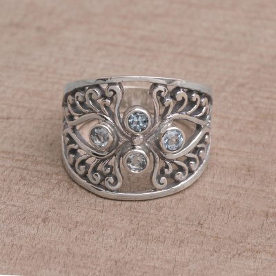 Blue topaz cocktail ring, Vine Queen