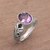 Amethyst single stone ring, 'Grow On' - Faceted Oval Amethyst Single Stone Ring from Bali thumbail