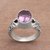 Amethyst single stone ring, 'Grow On' - Faceted Oval Amethyst Single Stone Ring from Bali (image 2b) thumbail